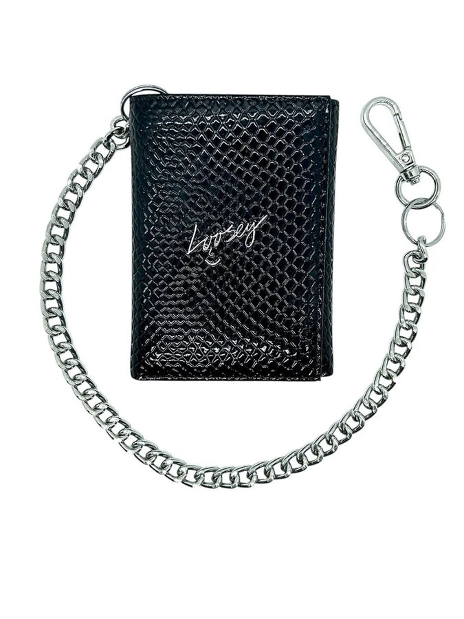 Loosey Metallic Chain Black Wallet | BLACK