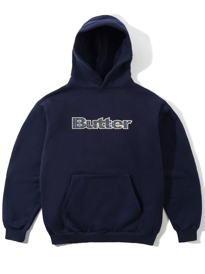 Butter Goods Plaid Logo Applique Hoodie Spring 2026 | NAVY