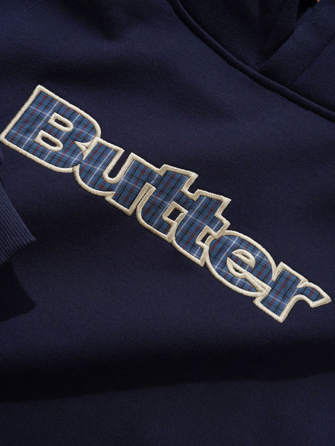 Butter Goods Plaid Logo Applique Hoodie Spring 2026 | NAVY