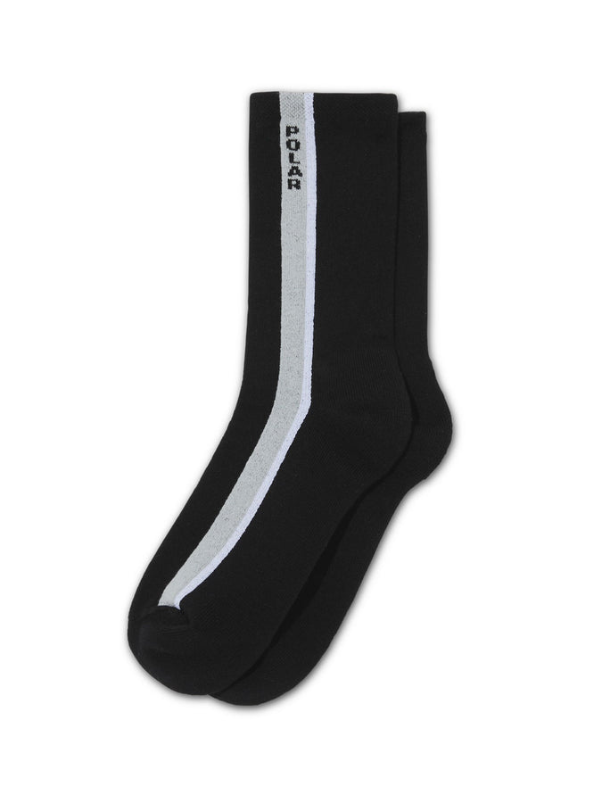 Polar Skate Co Business Side Stripe Socks | BLACK