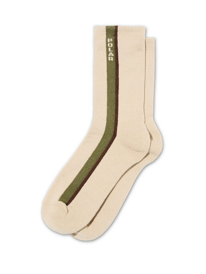 Polar Skate Co Business Side Stripe Socks | BEIGE