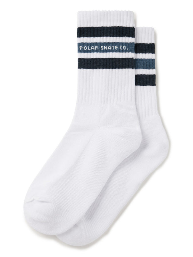 Polar Skate Co. Fat Stripe Socks | WHITE BLUE