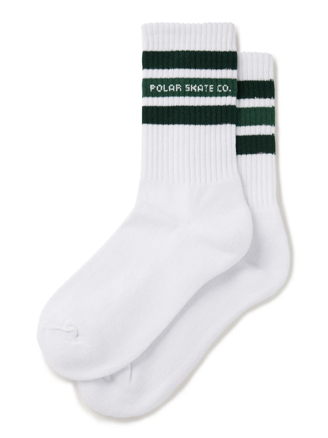 Polar Skate Co. Fat Stripe Socks | WHITE GREEN