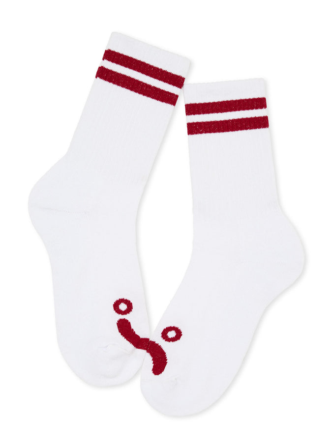 Polar Rib Happy Sad Socks | WHITE/RED