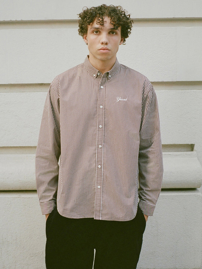 Grand Blair Poplin Long Sleeve Buttondown Shirt Fall 2026 | ESPRESSO