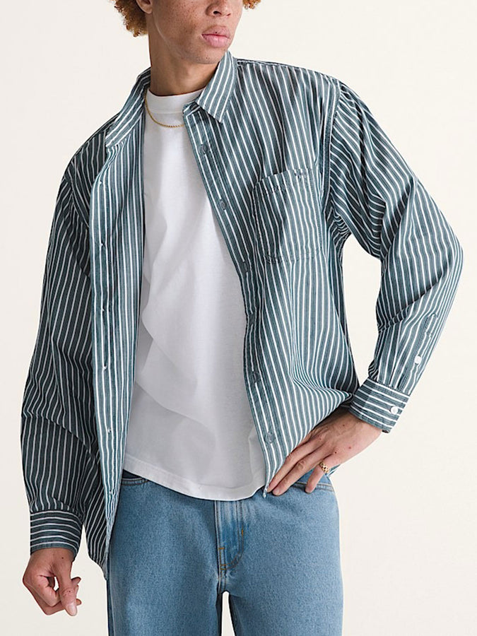 Vans Lx Dobby Stripe Long Sleeve Buttondown Shirt Spring 2026 | MYSTIC MOSS (FRJ)