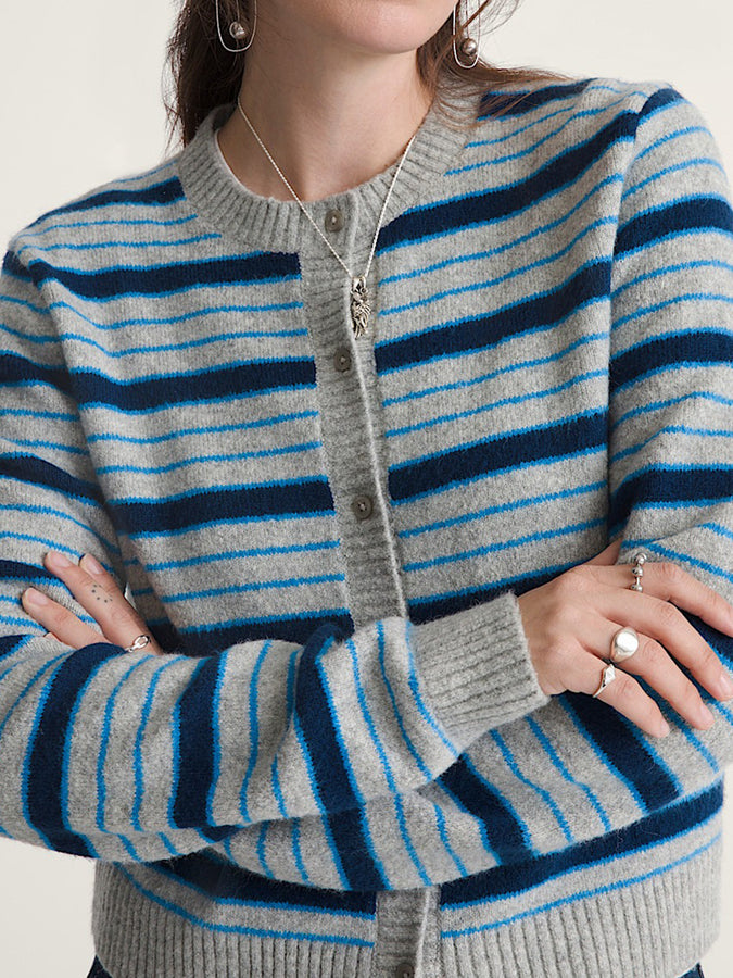 Vans Dolly Stripe Cardigan Spring 2026 | CEMENT HTR/BRIGHT AZURE (GDR)
