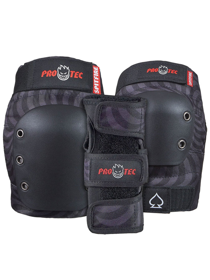 Pro-Tec x Spitfire Street Protection 3 Packs Pads | BLACK SWIRL