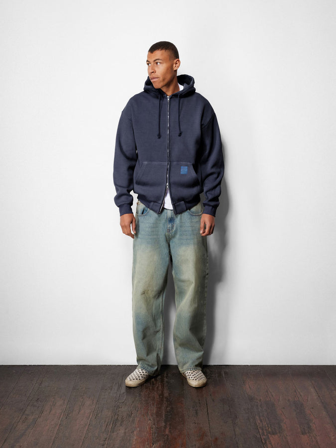 Butter Goods Waffle Zip Hoodie Spring 2026 | NAVY OVERDYE