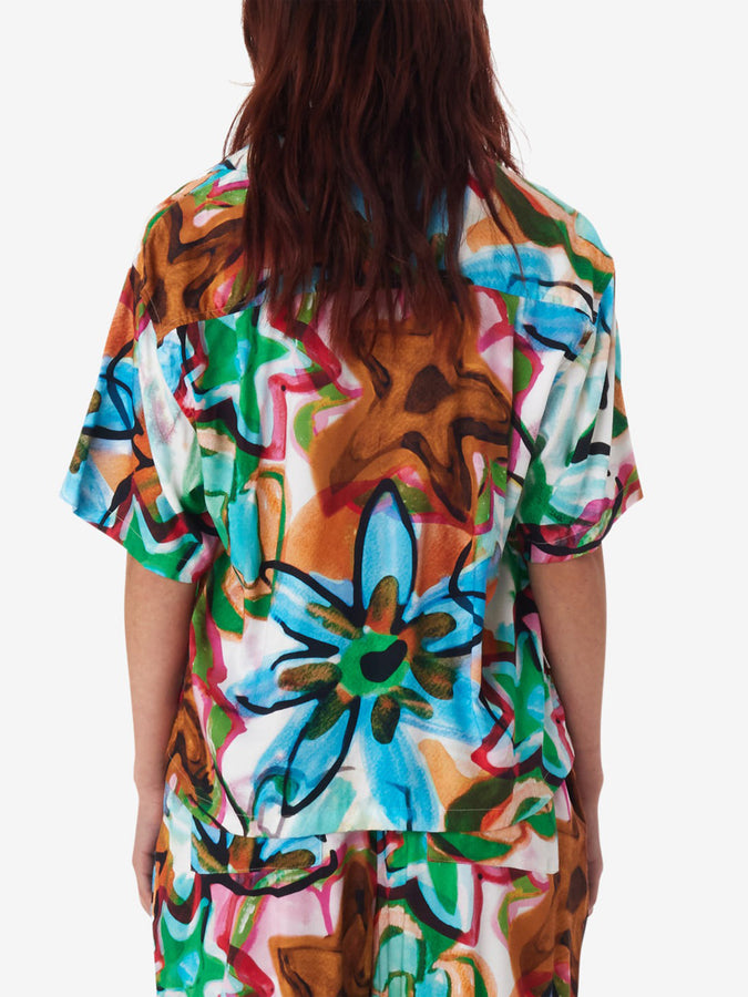 Obey Marker Drawn Flower Buttondown Shirt Spring 2024 | AQUA MULTI