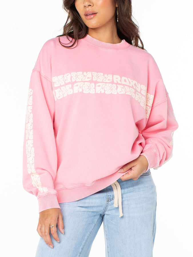 Roxy Lineup Oversized Crewneck Sweatshirt Spring 2026 | STRWBRRY PNK OKINAWA STR (PSW)
