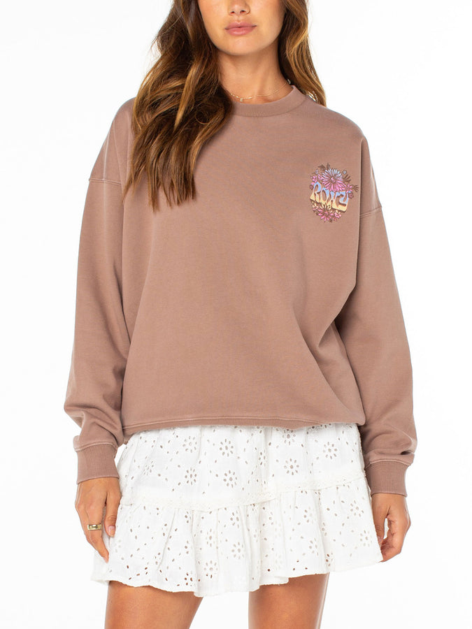 Roxy Lineup Oversized Crewneck Sweatshirt Summer 2026 | BROWNIE TRIBAL SUNSET (CBR)