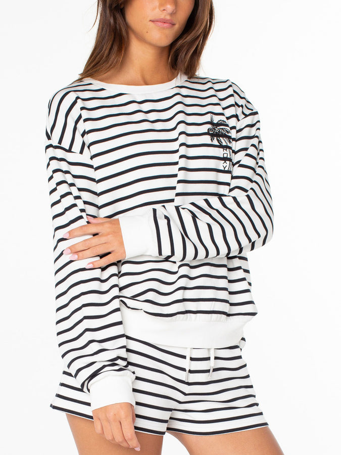 Roxy Surfing Moonlight Stripe Crewneck Sweatshirt Fall 2026 | ANTHRACITE JAILBIRD STRP (KVJ)