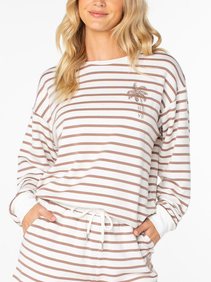 Roxy Surfing Moonlight Stripe Crewneck Sweatshirt Fall 2026 | COCONUT MILK JAILBRD STR (WCM)