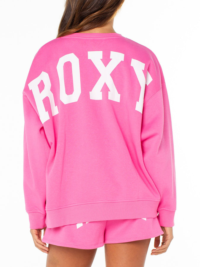 Roxy Morning Stroll Crewneck Sweatshirt Summer 2026 | SHOCKING PINK HEY GIRL (MJY)