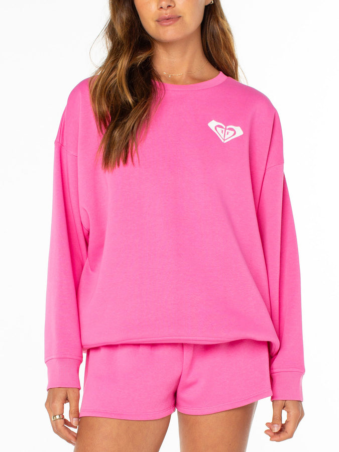 Roxy Morning Stroll Crewneck Sweatshirt Summer 2026 | SHOCKING PINK HEY GIRL (MJY)