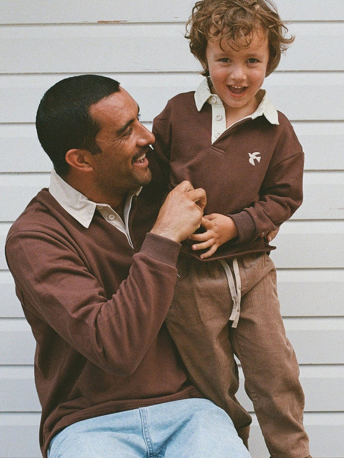 Rhythm Dreamin Long Sleeve Rugby Polo (Boys 2-7) Holiday 2025 | CHOCOLATE