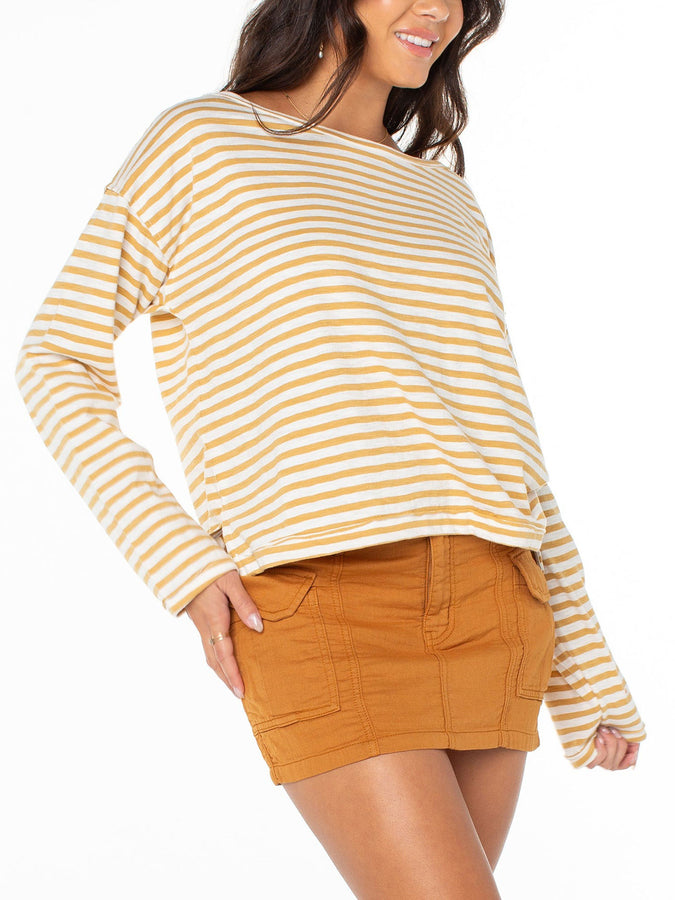 Roxy Good Vibes Long Sleeve T-Shirt Spring 2026 | CURRY JAIL BIRD HRZN STR (CUR)