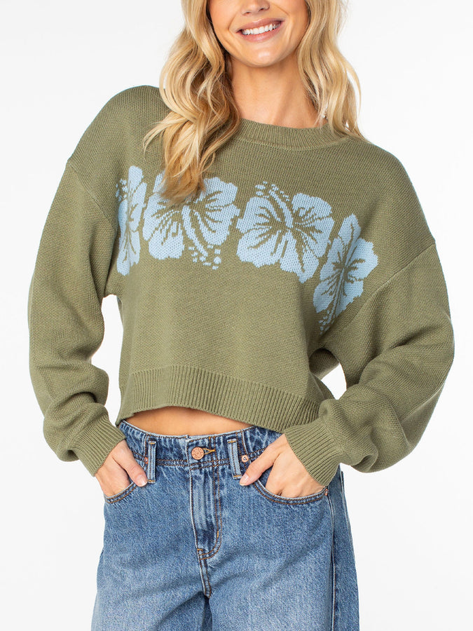 Roxy Hibiscus Harmony Sweater Fall 2026 | OIL GREEN HIBISCUS (GLD)
