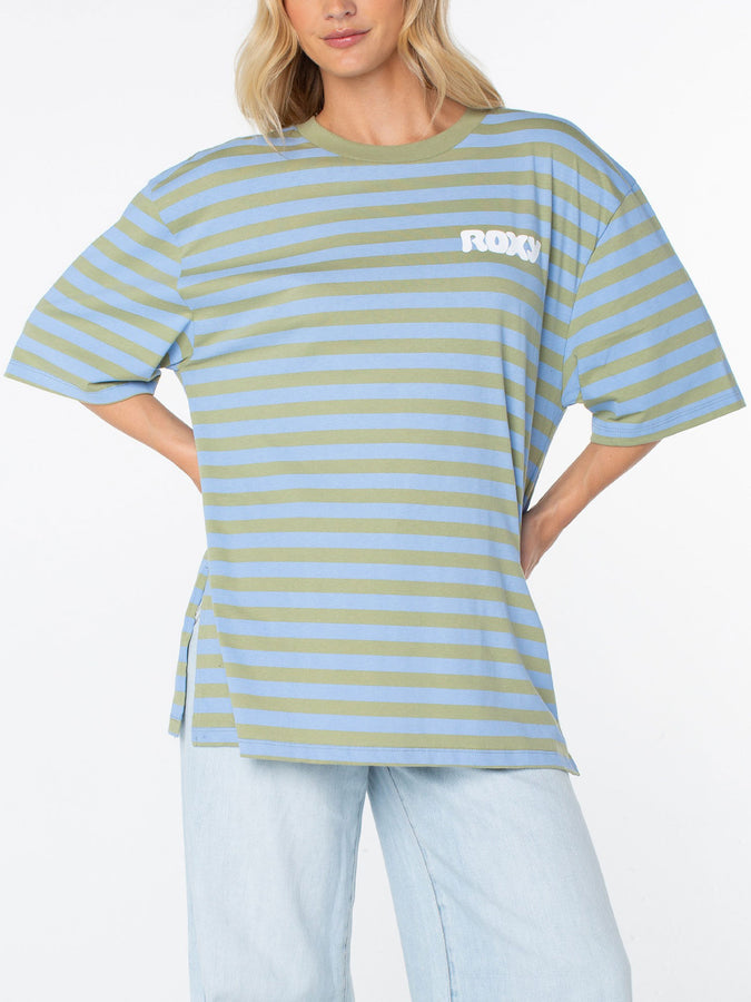 Roxy Old School T-Shirt Fall 2026 | OIL GREEN WAVE RDRS CLUB (GLD)
