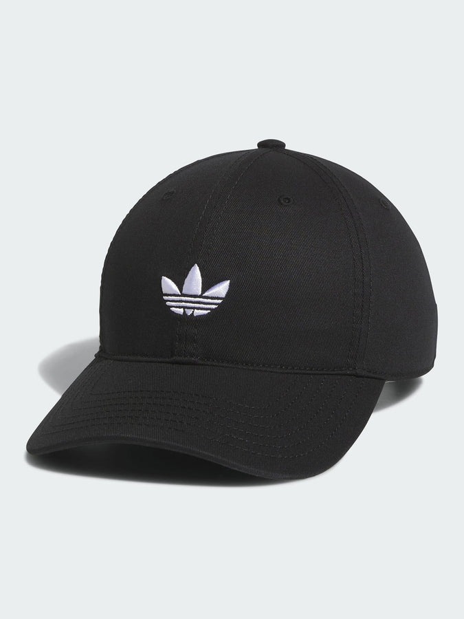 Adidas Originals Relaxed Black/White Strapback Hat | BLACK/WHITE