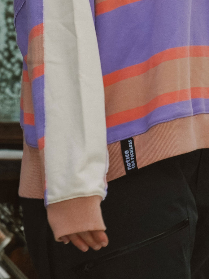 Notice The Reckless Retro Stripe Long Sleeve Polo Fall 2026 | PURPLE/BROWN/ORANGE/CREAM