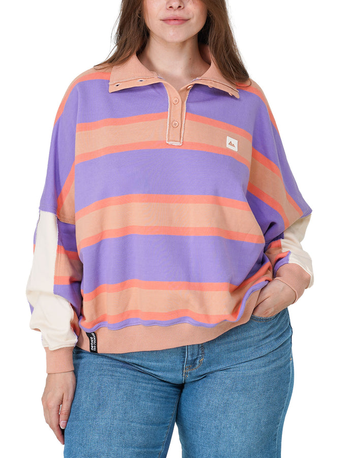 Notice The Reckless Retro Stripe Long Sleeve Polo Fall 2026 | PURPLE/BROWN/ORANGE/CREAM