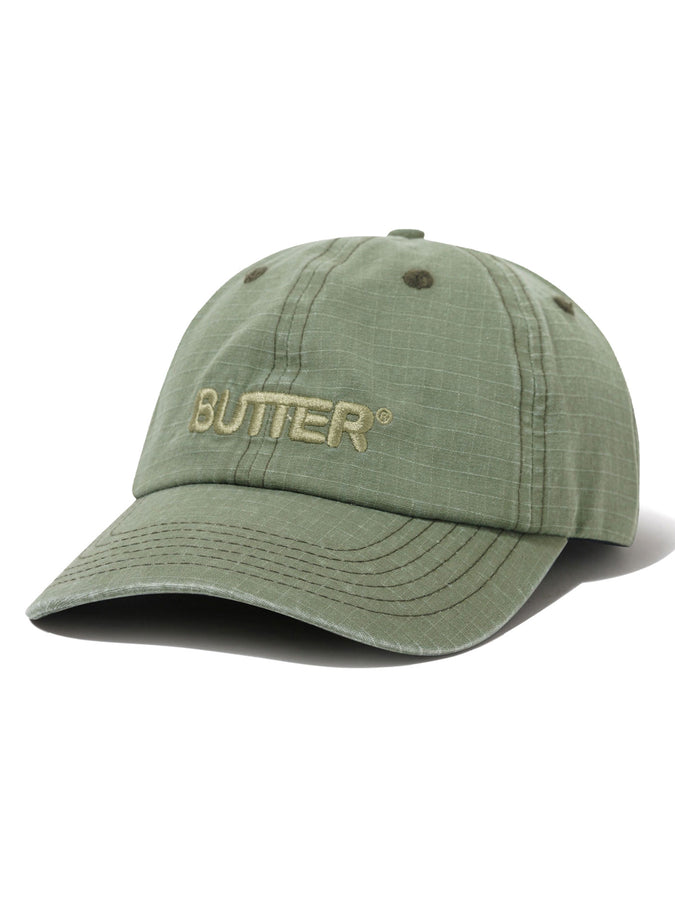Butter Goods Ripstop Rounded Logo 6 Panel Strapback Hat | WASHED ARMY