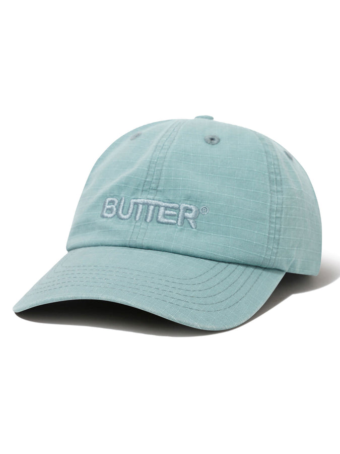 Butter Goods Ripstop Rounded Logo 6 Panel Strapback Hat | WASHED ICE