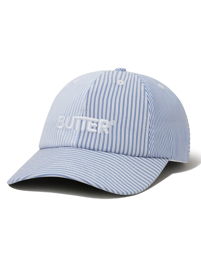 Butter Goods Rounded Logo 6 Panel Strapback Hat | FRENCH BLUE STRIPE