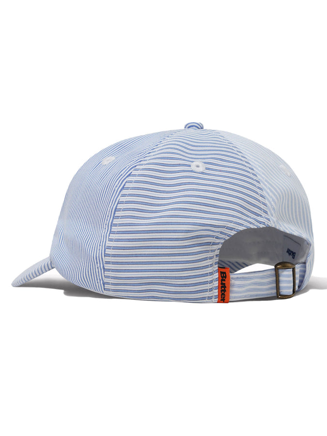 Butter Goods Rounded Logo 6 Panel Strapback Hat | FRENCH BLUE STRIPE
