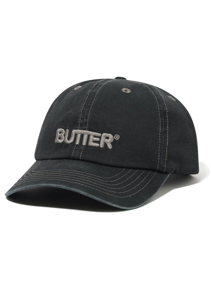 Butter Goods Rounded Logo 6 Panel Hat | WASHED BLACK