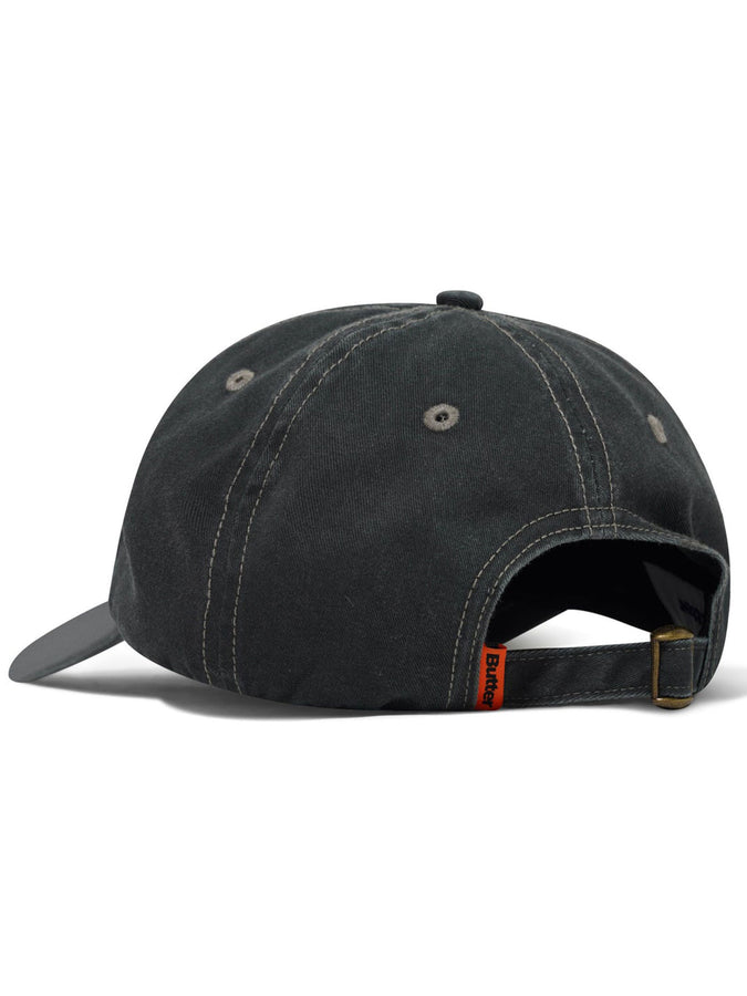 Butter Goods Rounded Logo 6 Panel Hat | WASHED BLACK