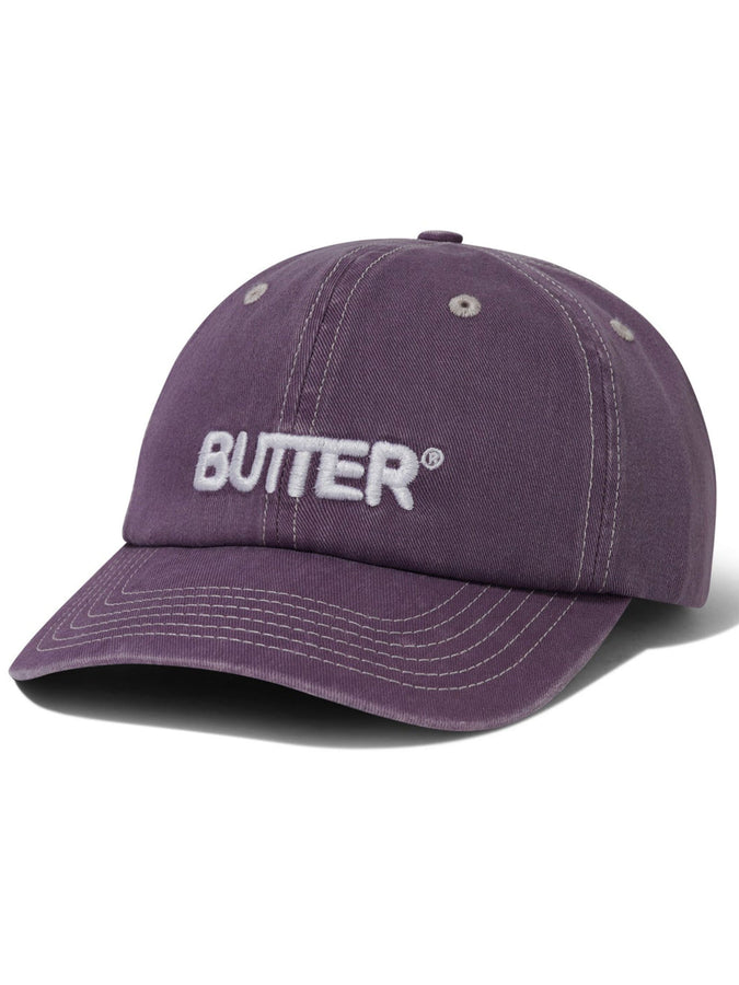 Butter Goods Rounded Logo 6 Panel Hat | WASHED EGGPLANT