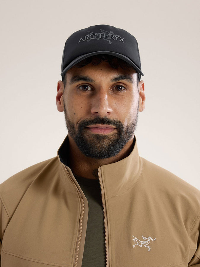 Arc'teryx Bird Word Trucker Snapback Hat | BLACK/CLOUD