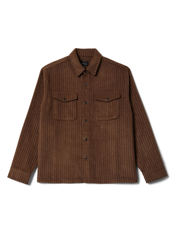 Brixton Selden Soft Brushed Long Sleeve Buttondown Shirt Holiday 2025 | PINECONE BROWN PINESTRIPE