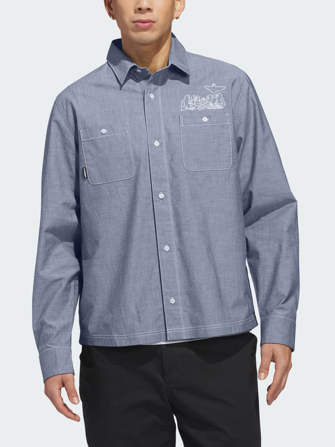 Adidas Skate Gonzales Aurora Ivy/White Long Sleeve Buttondown Shirt Spring 2026 | AURORA IVY/WHITE