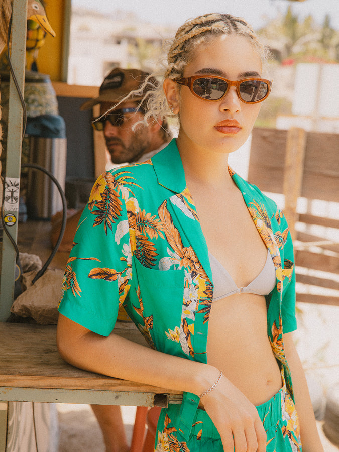 Brixton Campos Short Sleeve Buttondown Shirt Spring 2026 |RETRO GREEN FLOR