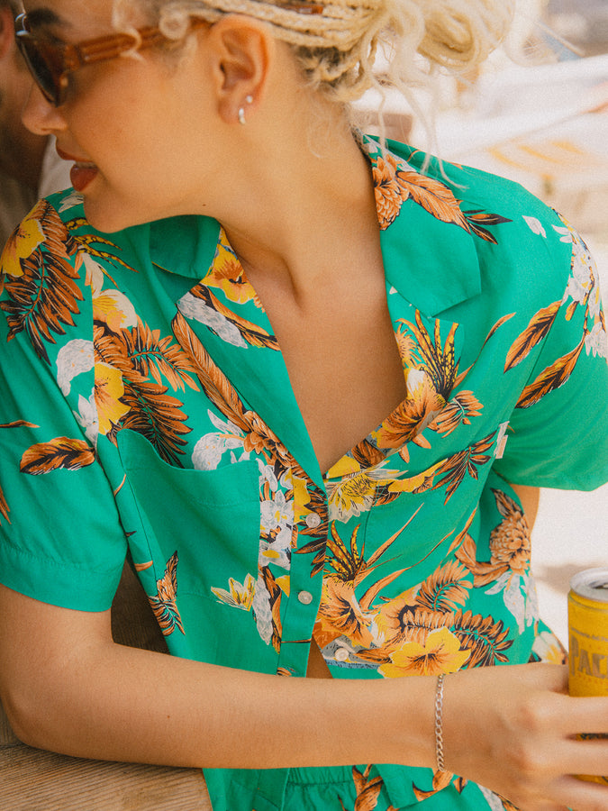 Brixton Campos Short Sleeve Buttondown Shirt Spring 2026 |RETRO GREEN FLOR