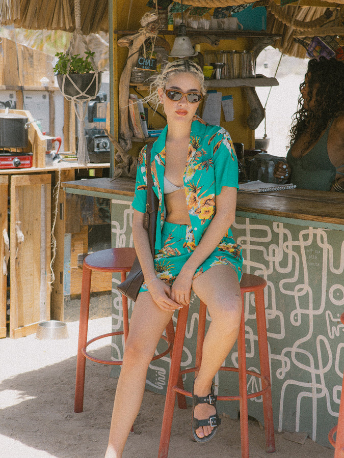 Brixton Campos Short Sleeve Buttondown Shirt Spring 2026 |RETRO GREEN FLOR