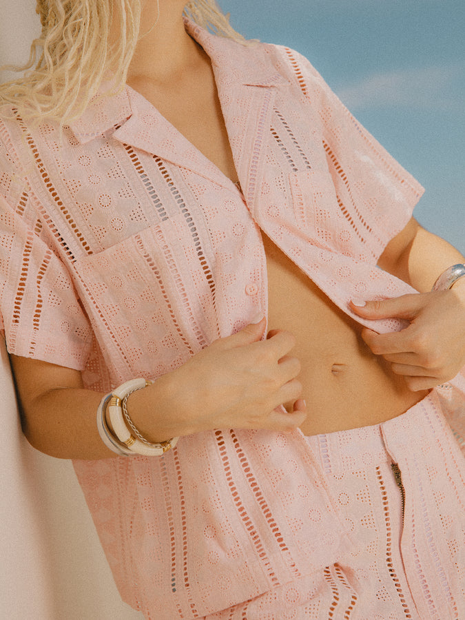 Brixton Paradise Lounge Short Sleeve Buttondown Shirt Spring 2026 | CHALK PINK