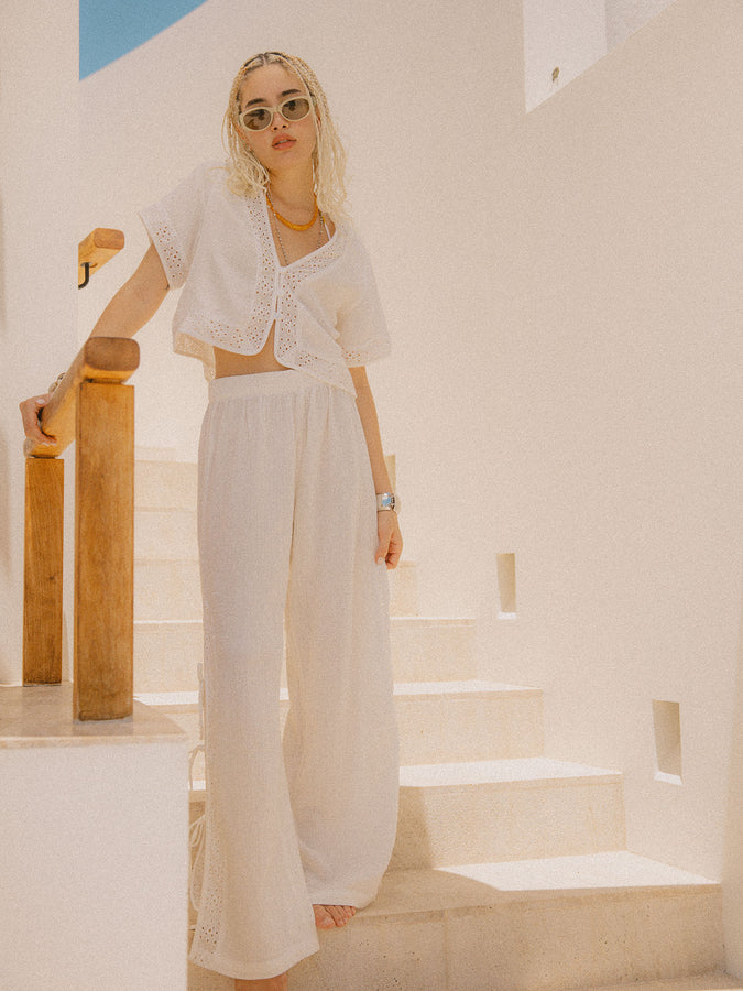 Brixton Seaside Eyelet Wide Pants Spring 2026 | OFF WHITE
