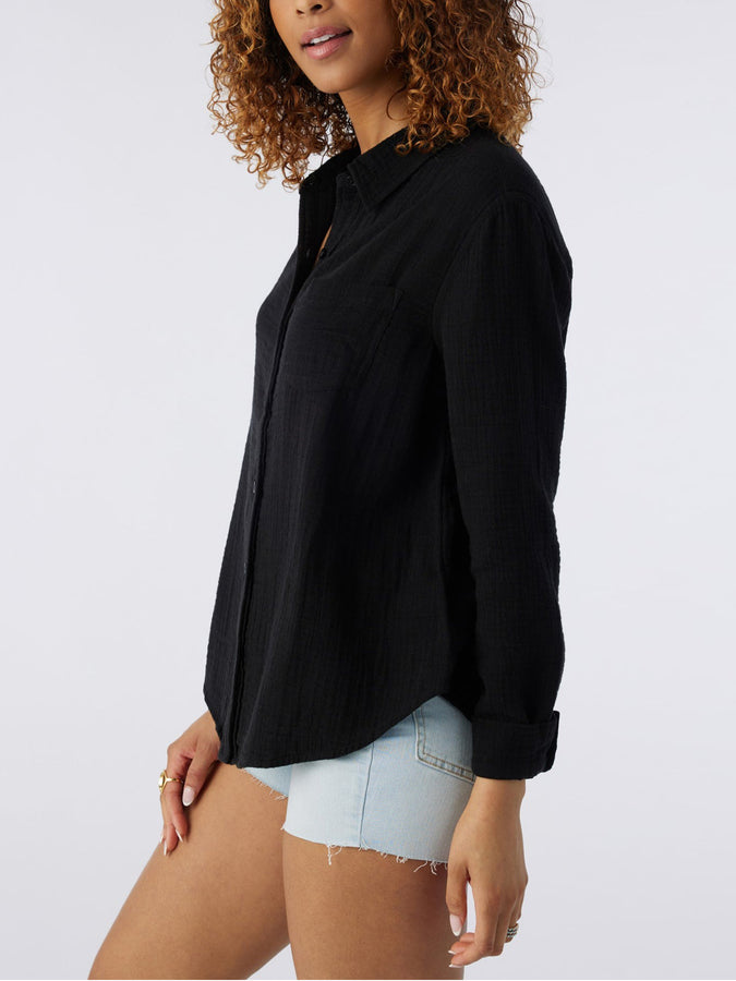 O’Neill Leni Women Long Sleeve Buttondown Shirt Spring 2024 | BLACK (BLK)