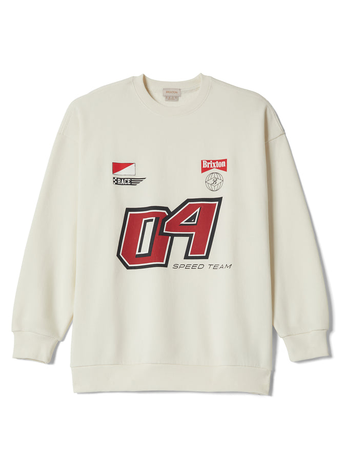 Brixton Speed Team Oversized Crewneck Sweatshirt Holiday 2025 | OFF WHITE