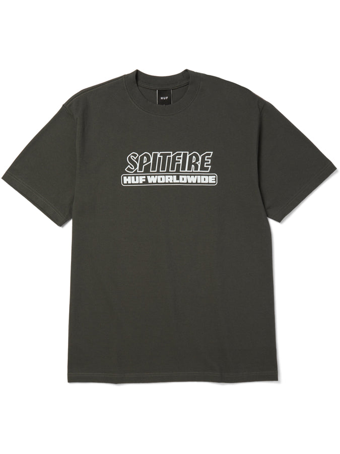 Huf x Spitfire Burn Heavyweight T-Shirt Fall 2026 | WASHED BLACK