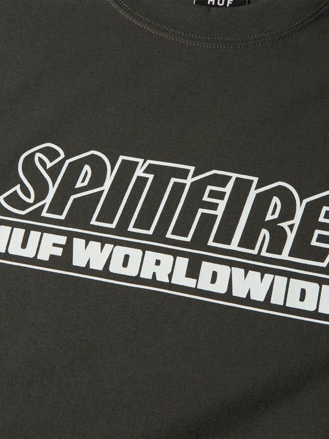 Huf x Spitfire Burn Heavyweight T-Shirt Fall 2026 | WASHED BLACK
