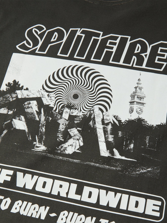 Huf x Spitfire Burn Heavyweight T-Shirt Fall 2026 | WASHED BLACK