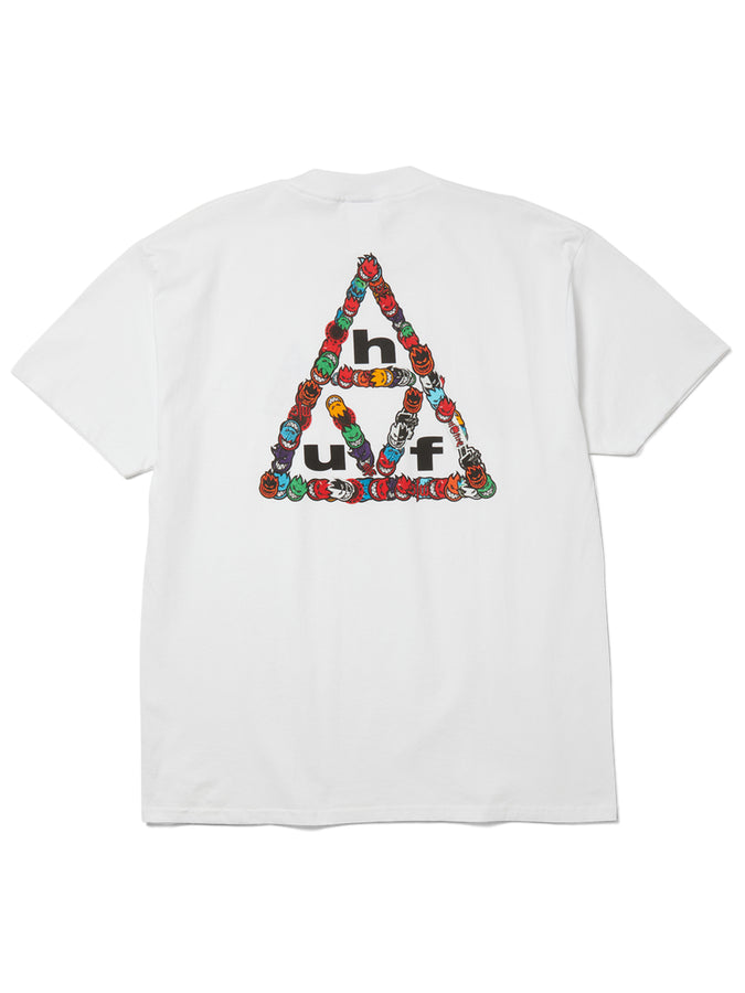 Huf x Spitfire Sticker Triple Triangle T-Shirt Fall 2026 | WHITE