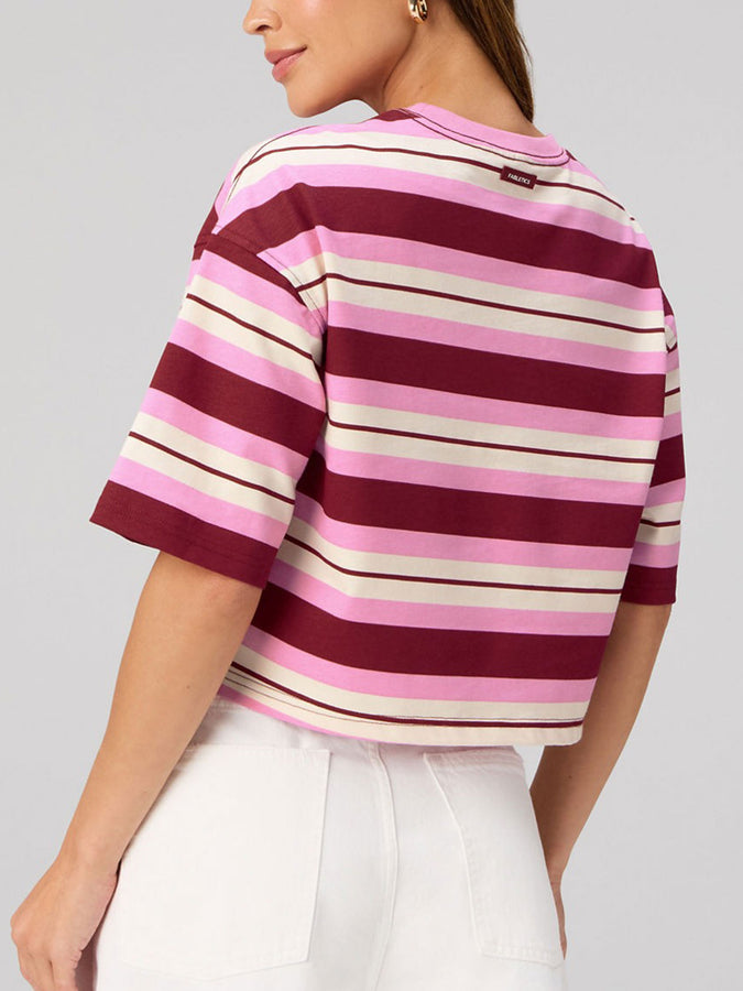 Fabletics Heavy Cotton Boxy T-Shirt Fall 2026 | PINK MARSHMALLOW BOLD STRIPE