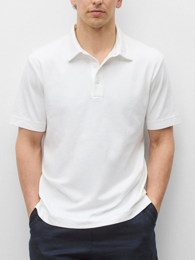 Reigning Champ Cotton Interlock Podium Standard Short Sleeve Polo Spring 2026 | WHITE